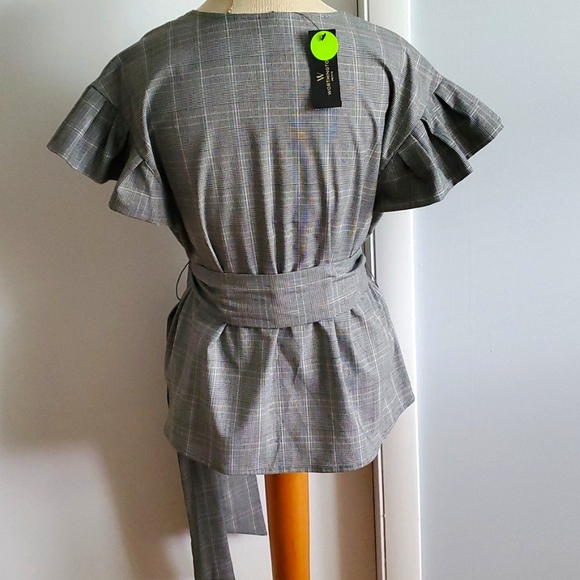 Worthington Glens Plaid belted blosue - Picture 5 of 6